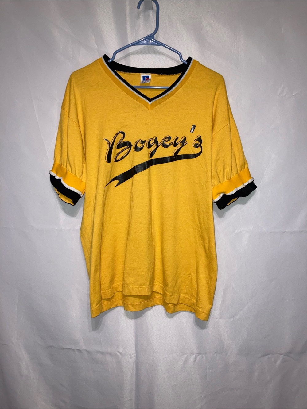 Russell Athletic Yellow V-Neck 'Bogey's' Short Sleeve Jersey - Picture 2 of 5